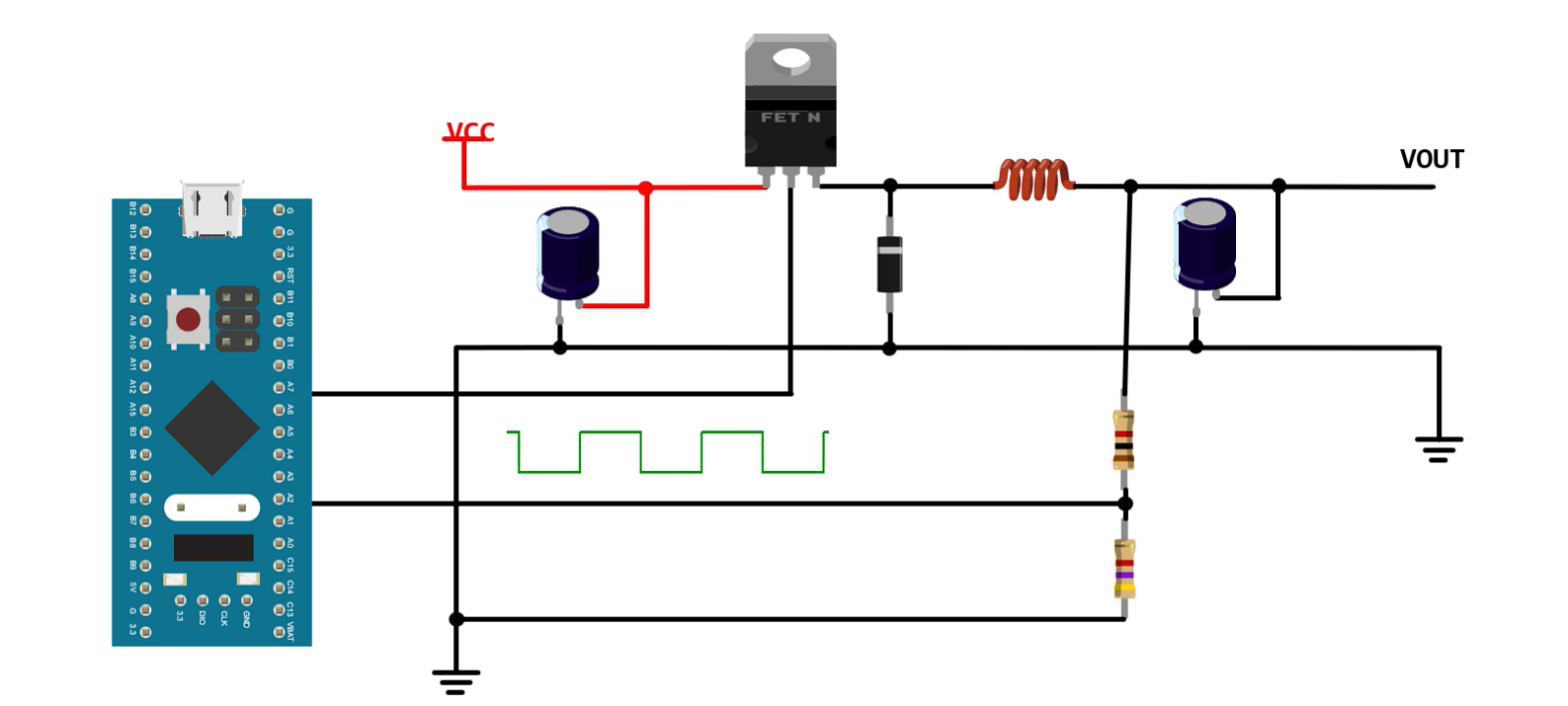 通过控制环参数或参考值，可以让输出电压可调